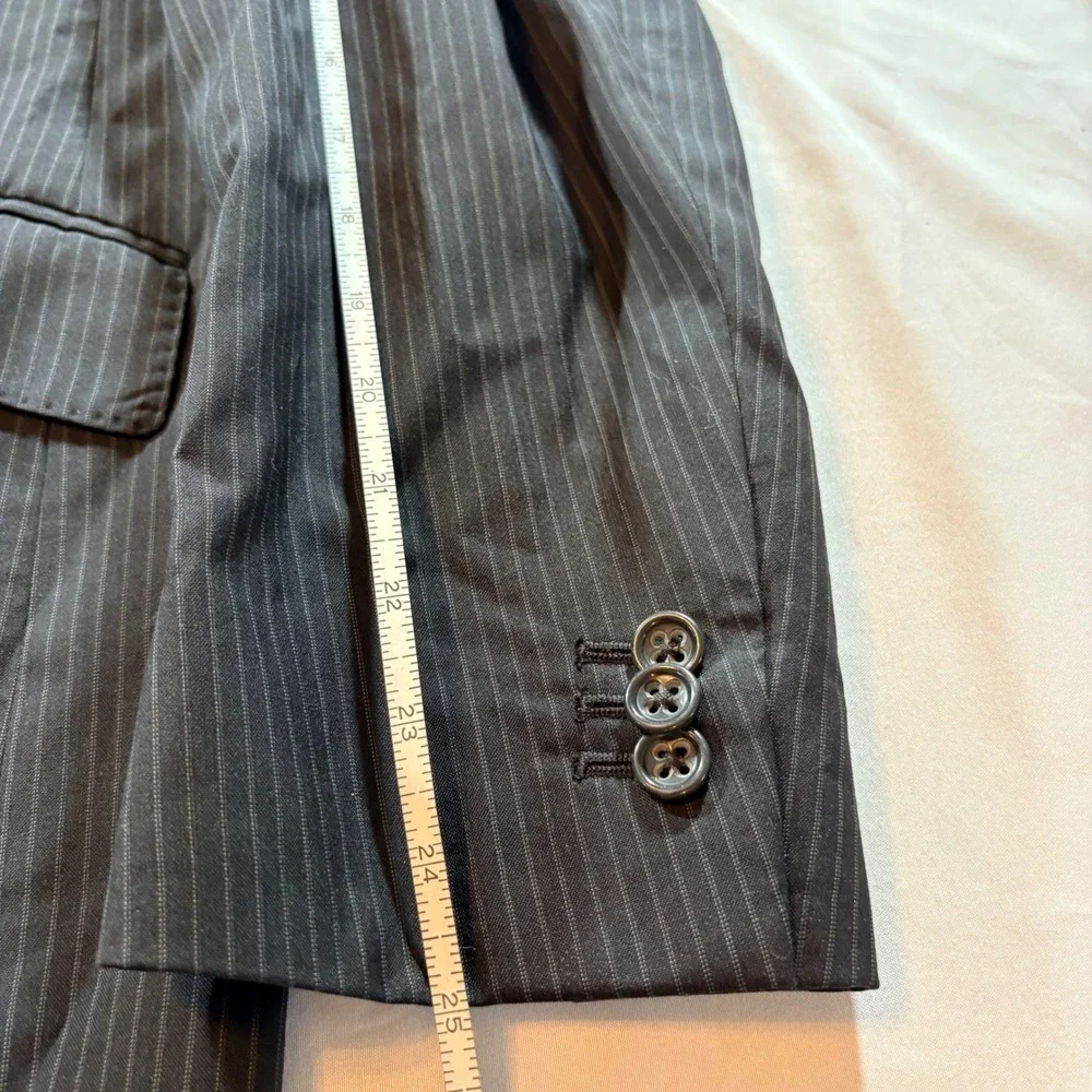 Banana Republic Pinstripe Blazer Mens 42R Wool Silk Blend Sport Coat Gray